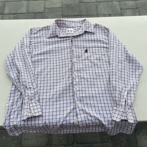 Walt Disney World White Plaid Button Up Mickey Mouse Dress Shirt Men’s XL Pocket